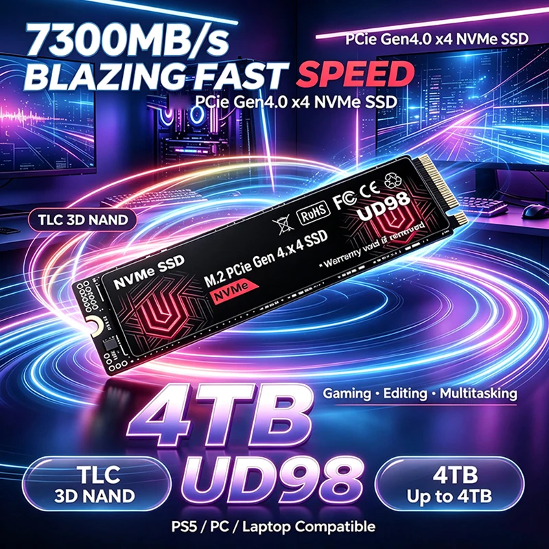 M.2 Nvme 4Tb Pcie 4.0 Ssd - 2026 Nouveau SSD interne NVMe M.2